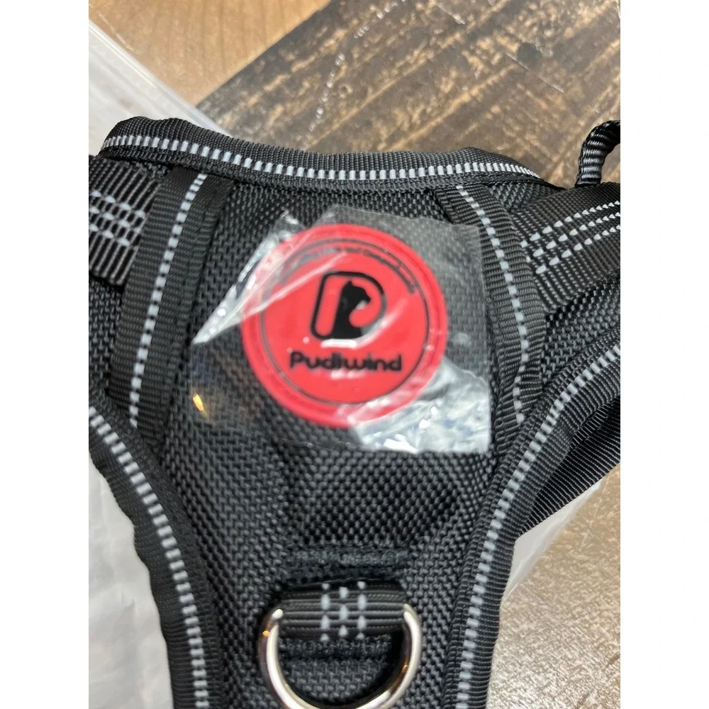 Pudiwind No Pull Dog Harness Reflective Mesh Padded Vest Black Medium Adjustable